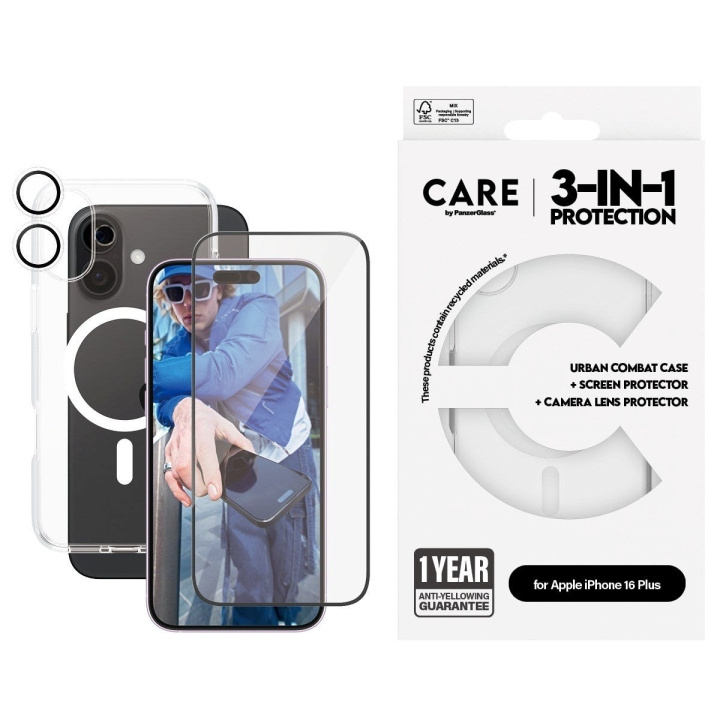 CARE by PanzerGlass - 3-i-1 flagskibspakke - iPhone 16 Plus i gruppen SMARTPHONES & TABLETS / Mobil Beskyttelse / Apple / iPhone 16 hos TP E-commerce Nordic AB (D12605)