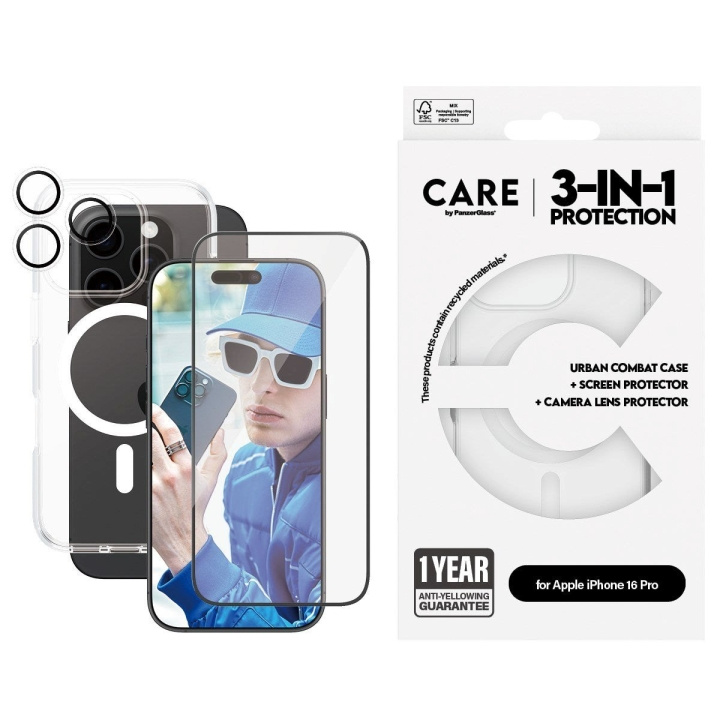 CARE by PanzerGlass - Flagskib 3-i-1-pakke - iPhone 16 Pro i gruppen SMARTPHONES & TABLETS / Mobil Beskyttelse / Apple / iPhone 16 hos TP E-commerce Nordic AB (D12607)