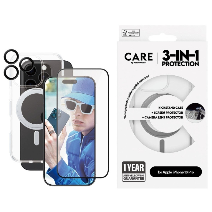 CARE by PanzerGlass - 3-i-1-beskyttelsespakke - MagSafe-kompatibel - iPhone 16 Pro i gruppen SMARTPHONES & TABLETS / Mobil Beskyttelse / Apple / iPhone 16 hos TP E-commerce Nordic AB (D12608)