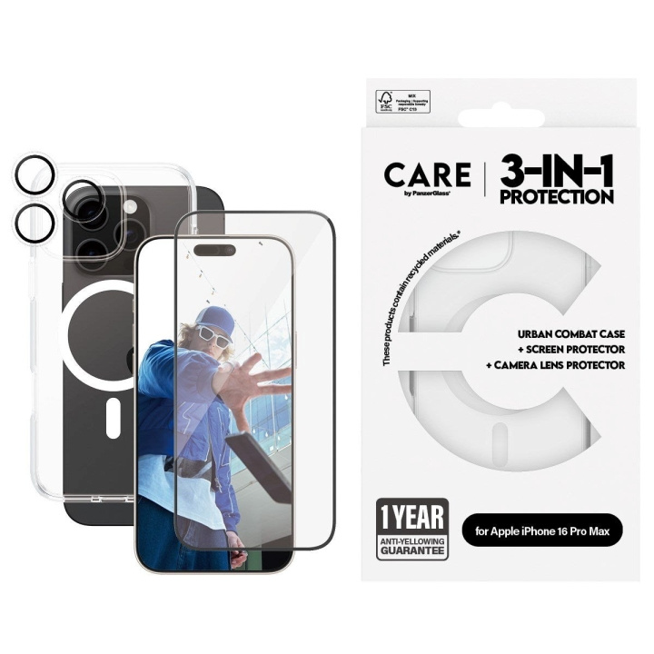 CARE by PanzerGlass - Flagskib 3-i-1-pakke - iPhone 16 Pro Max i gruppen SMARTPHONES & TABLETS / Mobil Beskyttelse / Apple / iPhone 16 hos TP E-commerce Nordic AB (D12609)