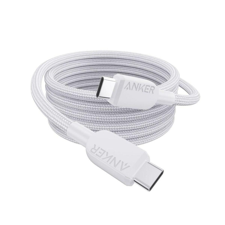 Anker USB-C til USB-C-kabel (6 fod, 240 W, flettet) - hvid i gruppen COMPUTERTILBEHØR / Kabler og adaptere / USB / USB-C hos TP E-commerce Nordic AB (D12698)