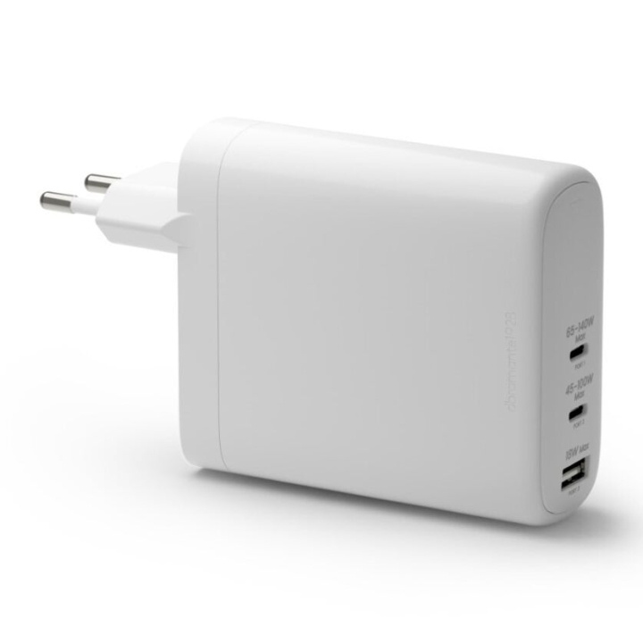 dbramante1928 Re-charge - vægoplader GaN - USB-C 140W+100W+18W EU - hvid i gruppen SMARTPHONES & TABLETS / Opladere og kabler / Vægoplader / Væg oplader Type C hos TP E-commerce Nordic AB (D12816)