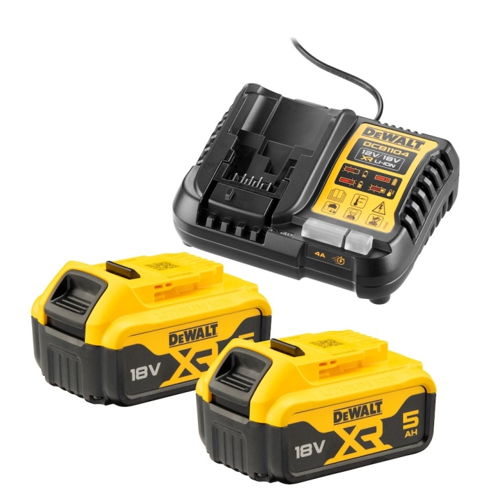 DeWALT DCB1104P2-QW 18V XR Startsæt med Lader og 2x 5A batterier i gruppen HJEM, HUS & HAVE / Værktøj / Øvrigt elværktøj hos TP E-commerce Nordic AB (D13660)