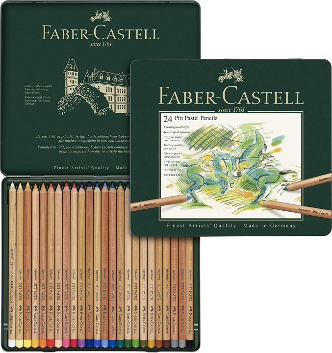 Faber-Castell Farveblyant Pitt Pastel dåse med 24 stk (112124) i gruppen SPORT, FRITID & HOBBY / Hobby / Mal & Tegn / Kuglepenne, Farveblyanter & Tuschpenne hos TP E-commerce Nordic AB (D13663)