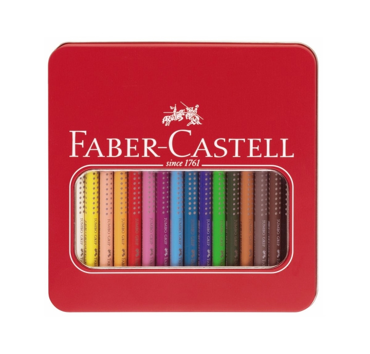 Faber-Castell Jumbo Grip Colour Pencils Tin - 16 stk (110916) i gruppen SPORT, FRITID & HOBBY / Hobby / Mal & Tegn / Kuglepenne, Farveblyanter & Tuschpenne hos TP E-commerce Nordic AB (D13750)