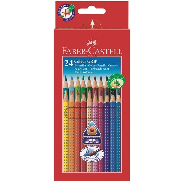 Faber-Castell 24 Colour Grip 2001 blyanter (112424) i gruppen SPORT, FRITID & HOBBY / Hobby / Mal & Tegn / Kuglepenne, Farveblyanter & Tuschpenne hos TP E-commerce Nordic AB (D13751)