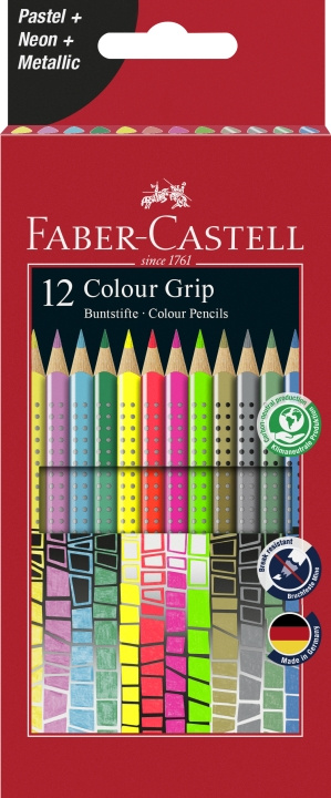 Faber-Castell 12 farveblyanter Colour Grip Special Pastel-Neon Box (201569) i gruppen SPORT, FRITID & HOBBY / Hobby / Mal & Tegn / Kuglepenne, Farveblyanter & Tuschpenne hos TP E-commerce Nordic AB (D13752)