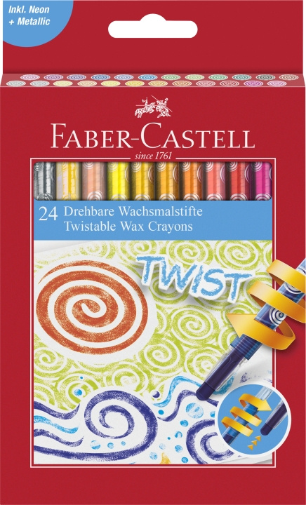 Faber-Castell Twistable Wax Crayons pap (24 stk.) (120004) i gruppen SPORT, FRITID & HOBBY / Hobby / Mal & Tegn / Kuglepenne, Farveblyanter & Tuschpenne hos TP E-commerce Nordic AB (D13782)