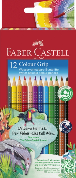 Faber-Castell Æske med farveblyanter Colour Grip (12 stk.) (112412) i gruppen SPORT, FRITID & HOBBY / Hobby / Mal & Tegn / Kuglepenne, Farveblyanter & Tuschpenne hos TP E-commerce Nordic AB (D13793)