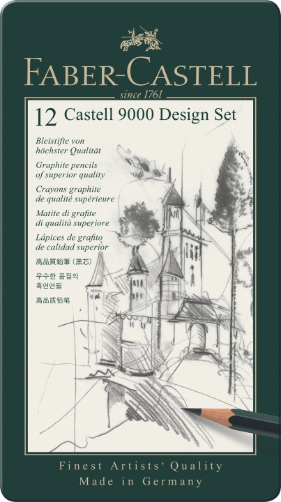 Faber-Castell Grafitblyant Castell 9000 Design sæt (119064) i gruppen SPORT, FRITID & HOBBY / Hobby / Mal & Tegn / Kuglepenne, Farveblyanter & Tuschpenne hos TP E-commerce Nordic AB (D13841)