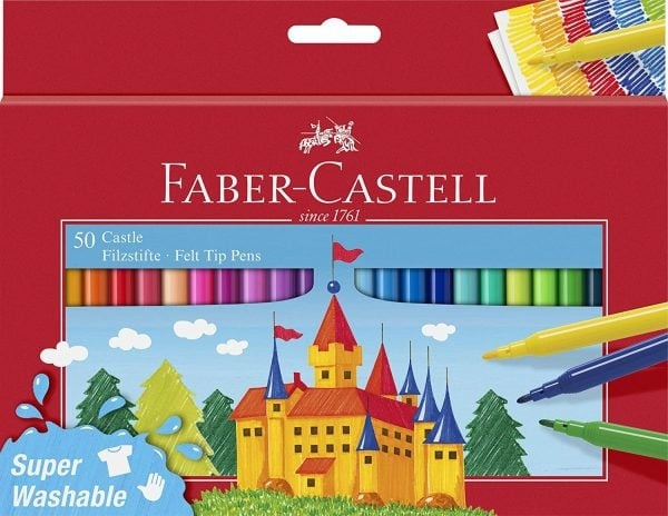 Faber-Castell Felt Tip Pen Castle Pakke med 50 stk. i papæske (554204) i gruppen SPORT, FRITID & HOBBY / Hobby / Mal & Tegn / Kuglepenne, Farveblyanter & Tuschpenne hos TP E-commerce Nordic AB (D13901)