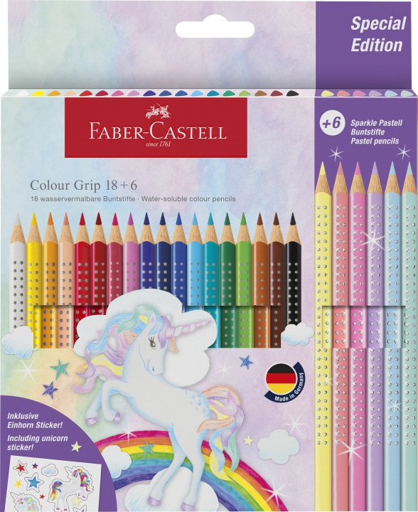 Faber-Castell CP Colour Grip enhjørning 18+6 (201543) i gruppen SPORT, FRITID & HOBBY / Hobby / Mal & Tegn / Kuglepenne, Farveblyanter & Tuschpenne hos TP E-commerce Nordic AB (D13934)