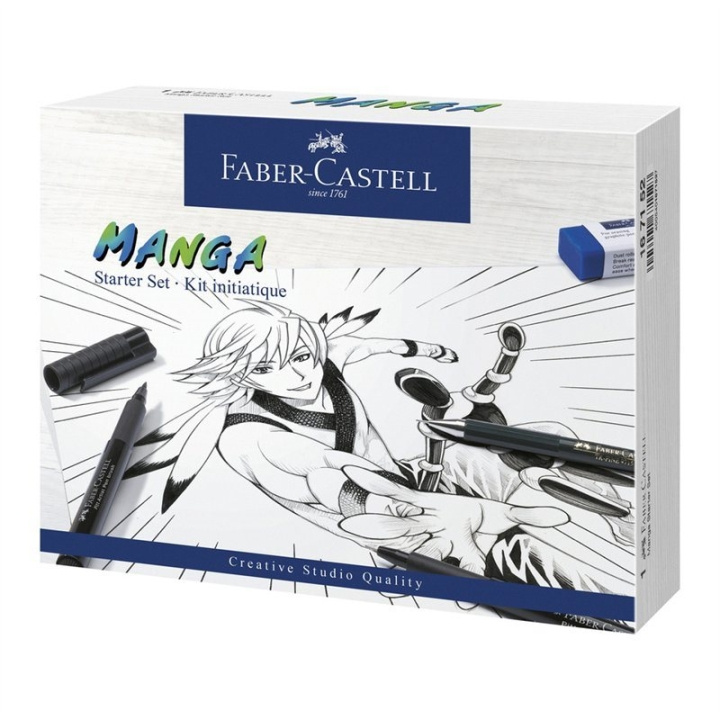 Faber-Castell Pitt Artist Pen tuschpen, Manga Starter Set (167152) i gruppen SPORT, FRITID & HOBBY / Hobby / Mal & Tegn / Kuglepenne, Farveblyanter & Tuschpenne hos TP E-commerce Nordic AB (D13986)