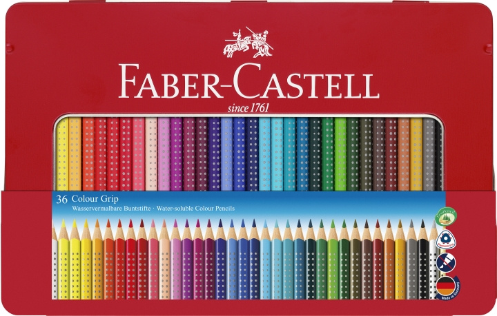 Faber-Castell Farveblyant Colour Grip dåse med 36 stk (112435) i gruppen SPORT, FRITID & HOBBY / Hobby / Mal & Tegn / Kuglepenne, Farveblyanter & Tuschpenne hos TP E-commerce Nordic AB (D14010)