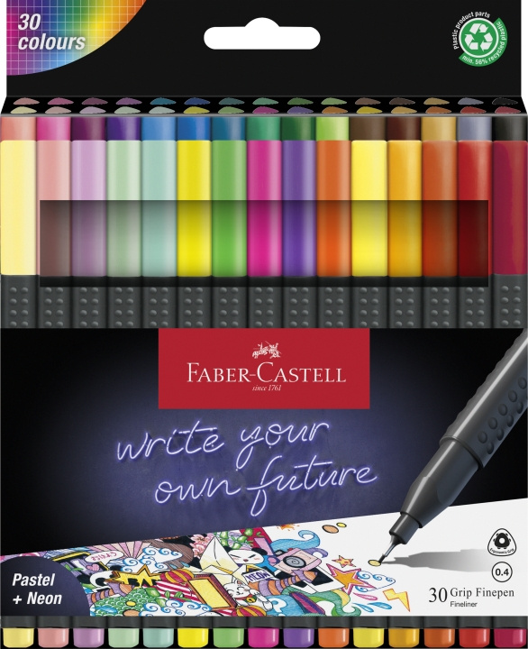 Faber-Castell Finepen Grip 0,4 sæt (30 stk.) (151630) i gruppen SPORT, FRITID & HOBBY / Hobby / Mal & Tegn / Kuglepenne, Farveblyanter & Tuschpenne hos TP E-commerce Nordic AB (D14039)