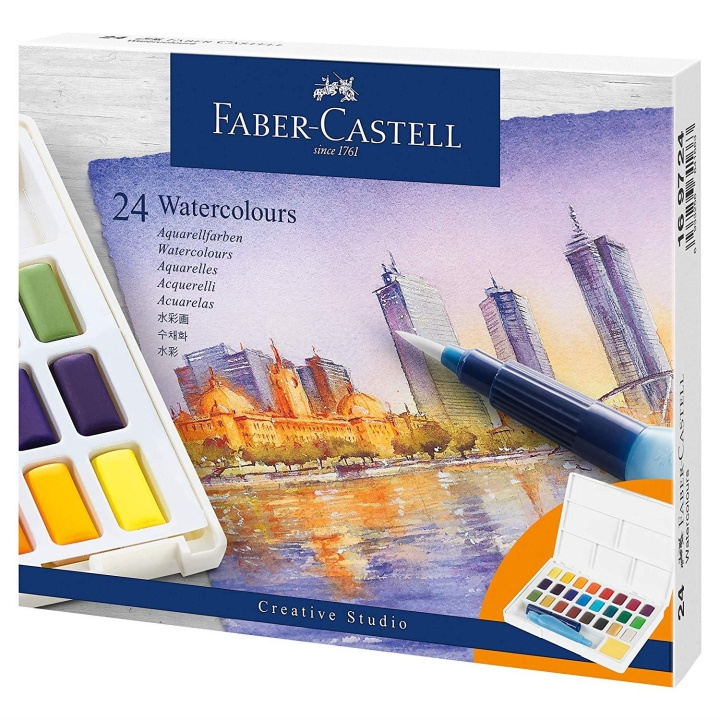 Faber-Castell Akvarelfarver i potter 24 stk. sæt (169724) i gruppen SPORT, FRITID & HOBBY / Hobby / Mal & Tegn / Kuglepenne, Farveblyanter & Tuschpenne hos TP E-commerce Nordic AB (D14159)