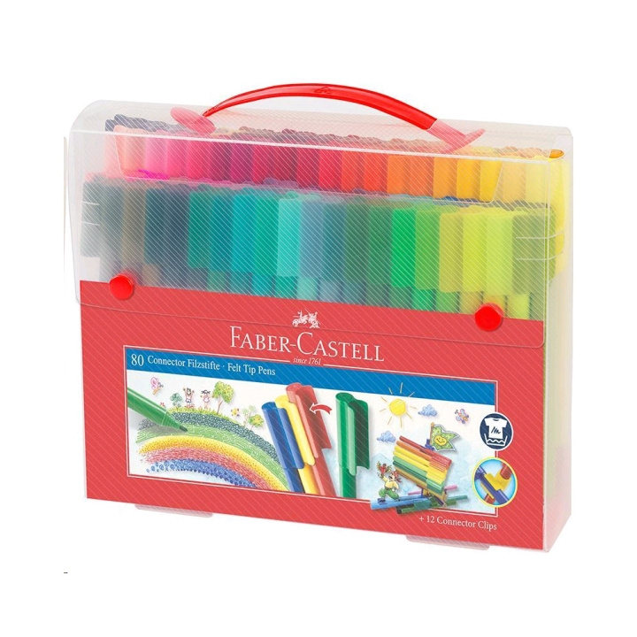 Faber-Castell connector Pens, bæretaske, 80 stk (155579) i gruppen SPORT, FRITID & HOBBY / Hobby / Mal & Tegn / Kuglepenne, Farveblyanter & Tuschpenne hos TP E-commerce Nordic AB (D14175)