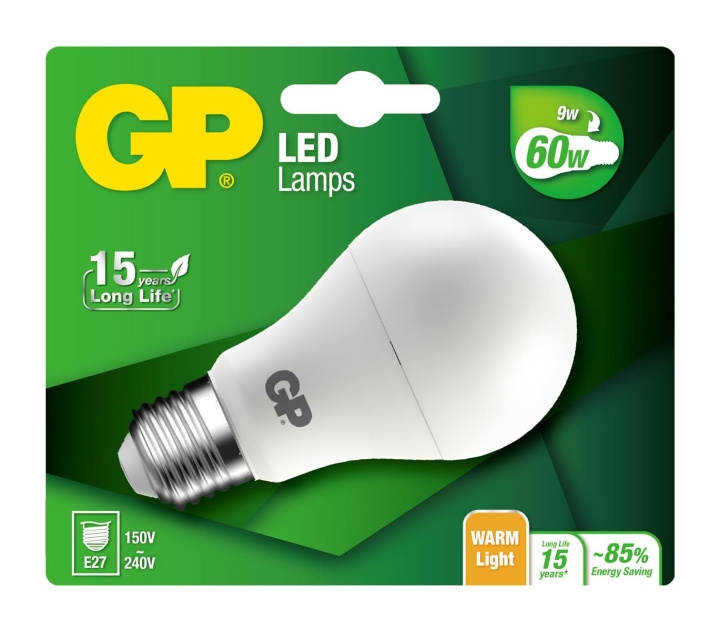 GP LED-lampe Classic, E27, 9W (60W), 806lm i gruppen HJEMMEELEKTRONIK / Lys / LED lamper hos TP E-commerce Nordic AB (D14192)