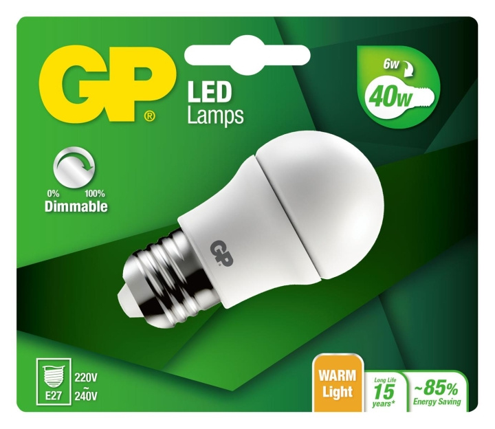 GP LED-lampe Mini Globe, E27, DIM, 6W (40W), 470lm i gruppen HJEMMEELEKTRONIK / Lys / LED lamper hos TP E-commerce Nordic AB (D14195)