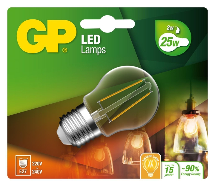 GP LED-lampe Filament Mini Globe, E27, 2W (25W), 250lm i gruppen HJEMMEELEKTRONIK / Lys / LED lamper hos TP E-commerce Nordic AB (D14196)