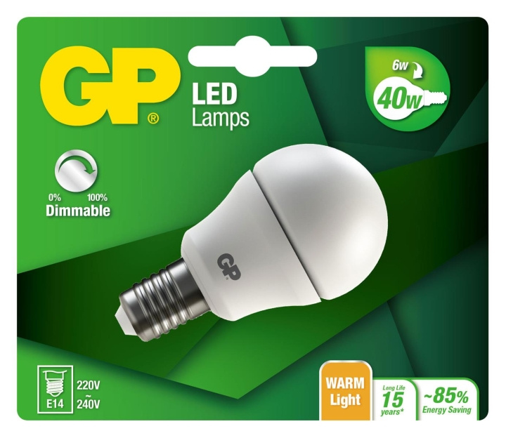 GP LED-lampe Mini Globe, E14, DIM, 6W (40W), 470lm i gruppen HJEMMEELEKTRONIK / Lys / LED lamper hos TP E-commerce Nordic AB (D14211)