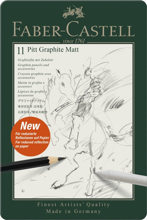 Faber-Castell Sæt Pitt Graphite Matt tin (11 stk.) (115220) i gruppen SPORT, FRITID & HOBBY / Hobby / Mal & Tegn / Kuglepenne, Farveblyanter & Tuschpenne hos TP E-commerce Nordic AB (D14260)