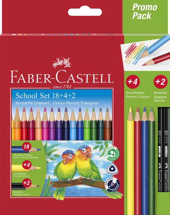 Faber-Castell Trekantede blyanter Promo Pack 18+4+2 (201597) i gruppen SPORT, FRITID & HOBBY / Hobby / Mal & Tegn / Kuglepenne, Farveblyanter & Tuschpenne hos TP E-commerce Nordic AB (D14270)