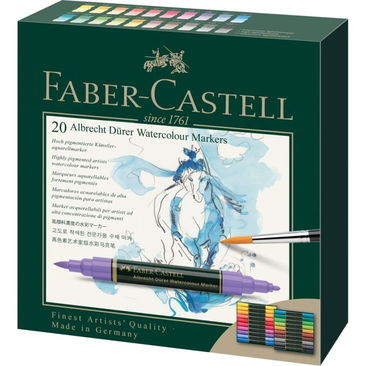 Faber-Castell Albrecht Dürer Watercolour Marker, æske med 20 stk i gruppen SPORT, FRITID & HOBBY / Hobby / Mal & Tegn / Kunstnerfarver / Akvarel farver hos TP E-commerce Nordic AB (D14288)