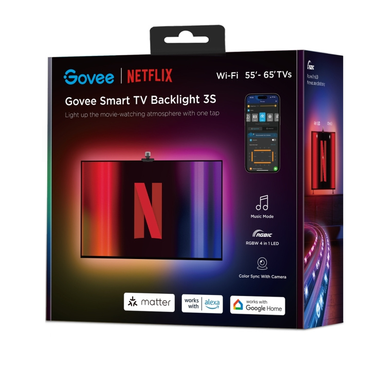 Govee TV Backlight 3 Lite (55-65 tommer) - Netflix Edition - Løft din seeroplevelse i gruppen HJEM, HUS & HAVE / Smart hjem / Smart belysning hos TP E-commerce Nordic AB (D14323)