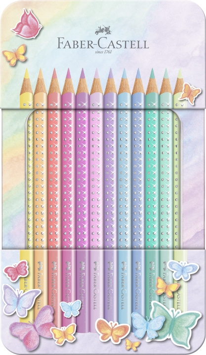 Faber-Castell Pencil Sparkle tin (12 stk) (201910) i gruppen SPORT, FRITID & HOBBY / Hobby / Mal & Tegn / Kuglepenne, Farveblyanter & Tuschpenne hos TP E-commerce Nordic AB (D14336)