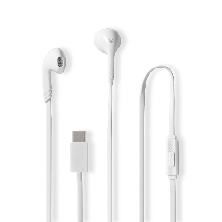 Nedis Trådbundna Hörlurar | USB-C™ | Kabellängd: 1.20 m | Inbygd mikrofon | Volymkontroll | Vit i gruppen HJEMMEELEKTRONIK / Lyd & billede / Hovedtelefoner & Tilbehør / Hovedtelefoner hos TP E-commerce Nordic AB (D14660)